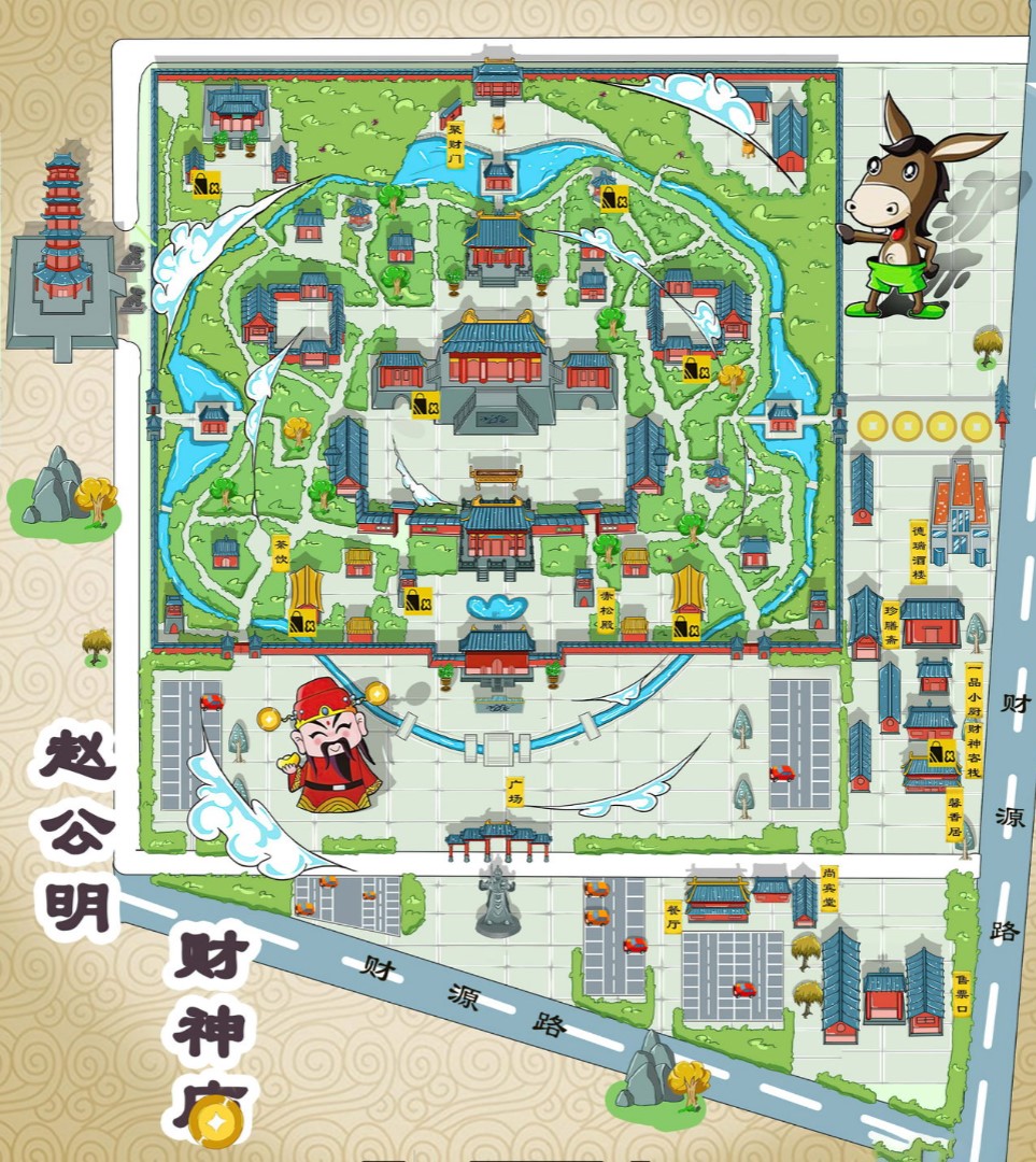 石林寺庙类手绘地图